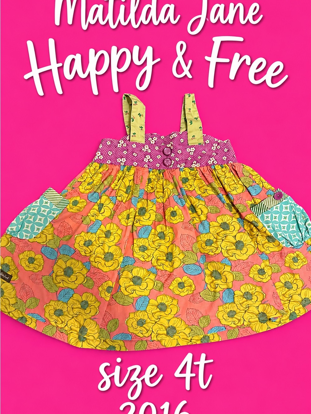 Matilda Jane Floral Sundress in Coral, Yellow & Mint Happy & Free 2016 4t